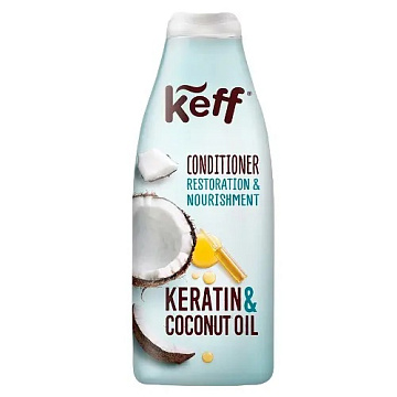 Кондиционер Кефф (Keff) для ослабленных и ломких волос с кератином и маслом кокоса 500 мл Кондиционер Кефф (Keff) для ослабленных и ломких волос с кератином и маслом кокоса 500 мл