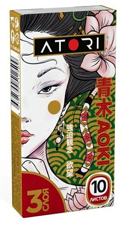 Платки (платочки) бумажные Атори Аоки 3-х слойные д/рук и лица №10 Платки (платочки) бумажные Атори Аоки 3-х слойные д/рук и лица №10