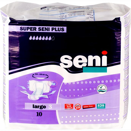 Подгузники Сени (Seni) Супер Плюс air EDS размер L (100-150см) №10