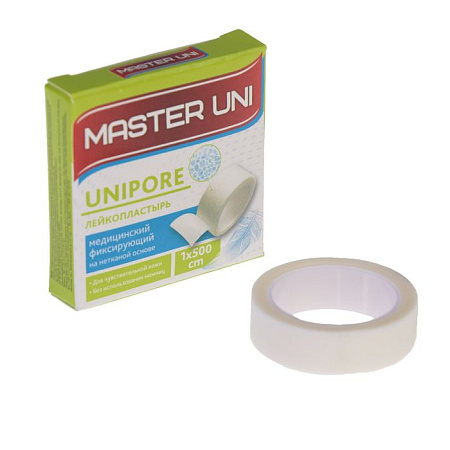 Лейкопластырь Мастер Юни (Master Uni) Юнипор (Unipore) фиксирующий на нетканой основе 1.25см х 5м 