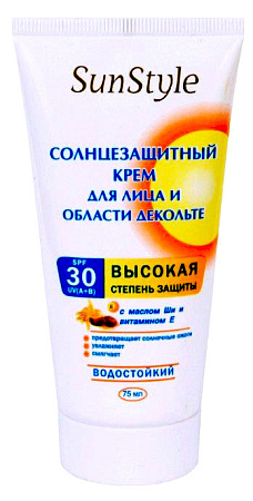 Крем Сан Стайл (Sun Style) солнцезащитный SPF 30 для лица и декольте 75 мл