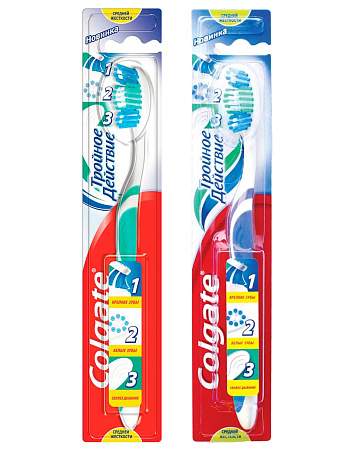Зубная щетка Колгейт (Colgate) Тройное действие средняя