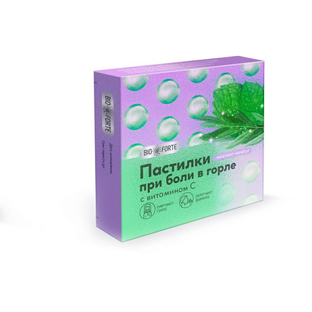 Пастилки БиоФорте (BioForte) Эвкалипт/ментол при боли в горле №9