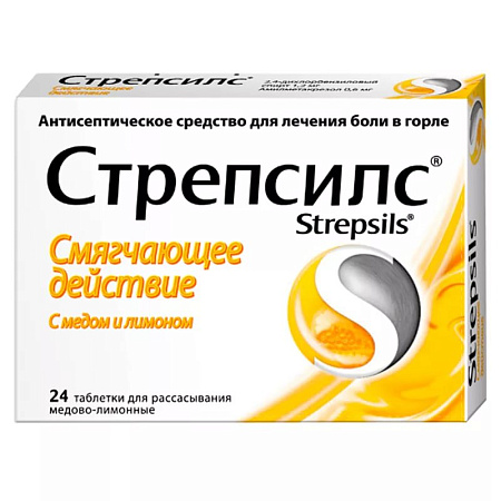 Стрепсилс тб д/расс мед/лимон №24