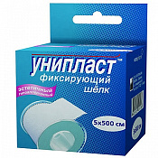 Лейкопластырь Унипласт (Uniplast) фиксирующий шелк 5см x 5м (500см)