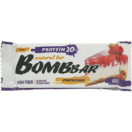 Батончик Бомбар (Bombbar) Малиновый чизкейк протеиновый 60 г Батончик Бомбар (Bombbar) Малиновый чизкейк протеиновый 60 г