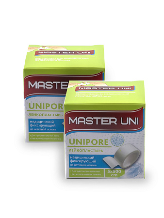 Лейкопластырь Мастер Юни (Master Uni) Юнипор (Unipore) фиксирующий на нетканой основе 5см х 5м