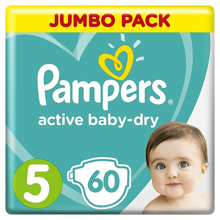 Подгузники Памперс (Pampers) Эктив бэйби драй (Active Baby-dry) размер 5 (11-16 кг) №60