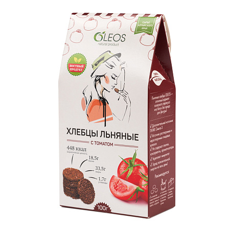 Хлебцы Льняные Олеос (Oleos) с томатом 100 г 