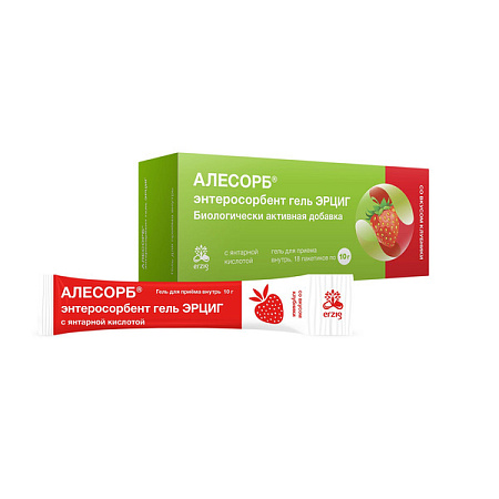 Алесорб Энтеросорбент гель Эрциг гель со вкусом клубники стик 10 г №18
