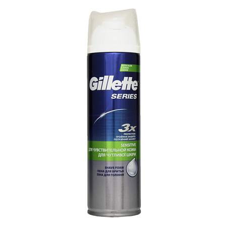 Пена Жиллетт (Gillette) Sensitive Skin д/чувств кожи д/бритья с алоэ 250 мл