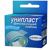 Лейкопластырь Унипласт (Uniplast) фиксирующий пленка прозрачный 2.5см x 5м (500см)