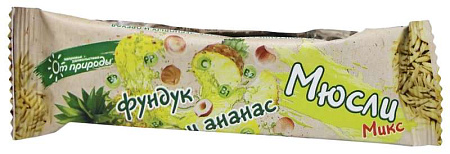 Батончик-мюсли Факел-дизайн фундук и ананас с вит и железом 25 г