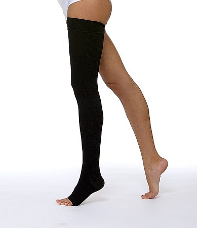 Чулок компрессионный ЧККВ ЦК до бедра с открытым мыском 1 класс компрессии р3 черный