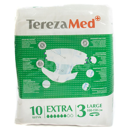 Подгузники ТерезаМед (TerezaMed) Экстра Large для взрослых размер 3 (L) 6 капель №10
