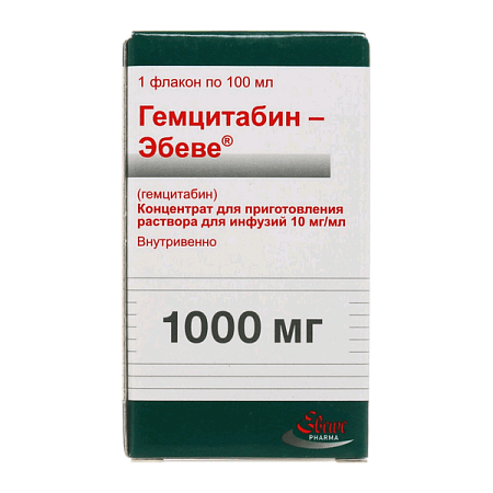 Гемцитабин-Эбеве лиоф-т д/конц для р-ра д/инф 10 мг/мл флакон 100 мл
