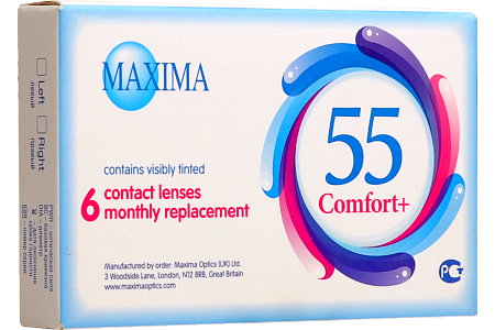 Линзы контактные Maxima 55 Comfort+ (Максима 55 Комфорт +) R8.6 (-1.25) №6