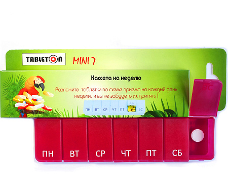 Таблетница Таблетон (Tableton) MINI-7 д/хранения лекарственных средств на неделю 1 прием в день