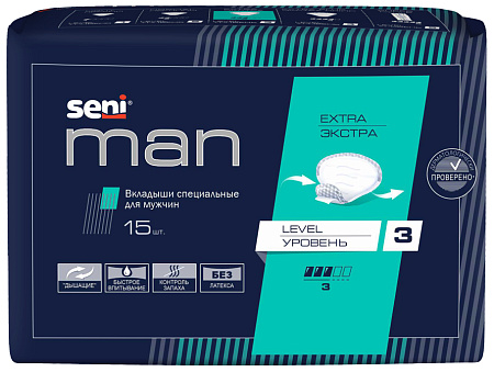 Вкладыши (прокладки) Сени (Seni) Экстра уровень 3 д/муж №15