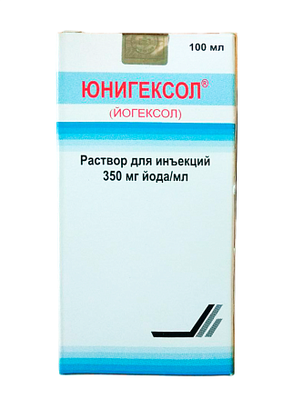 Юнигексол р-р д/ин 350 мг йода/мл амп 100 мл №1 + держатель
