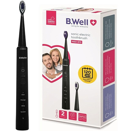Зубная щетка Би Велл (B.Well) MED-870 электрическая звуковая черная