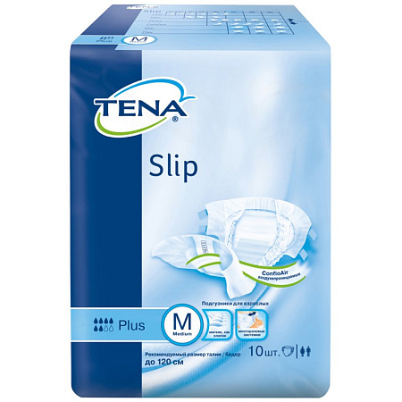 Подгузники Тена (Tena) Слип Плюс (Slip Plus) д/взрослых размер M (73-122 см) №10