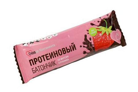 Батончик протеиновый Сердце Континента Клубника в шок глазури 40 г