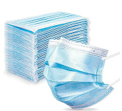 Маска медицинская (Маски медицинские) трехслойная (3-х сл) на резинках №50 голубая