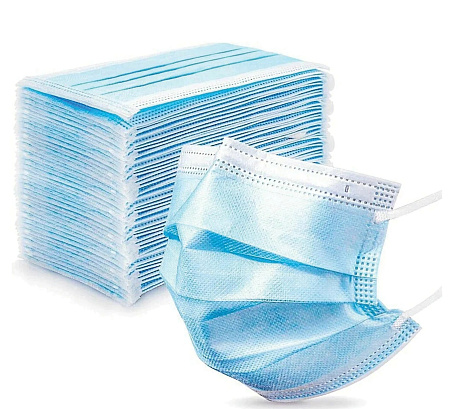 Маска медицинская (Маски медицинские) трехслойная (3-х сл) на резинках №50 голубая Маска медицинская (Маски медицинские) трехслойная (3-х сл) на резинках №50 голубая