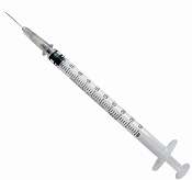 Шприц 3-х компонентный с иглой 27G (0.4х12мм) 1 мл