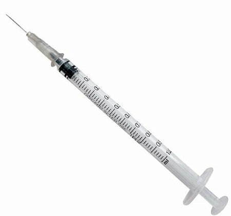 Шприц 3-х компонентный с иглой 27G (0.4х12мм) 1 мл