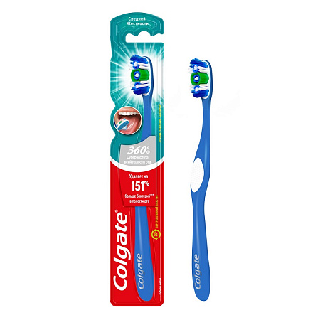 Зубная щетка Колгейт (Colgate) 360 Суперчистота средняя