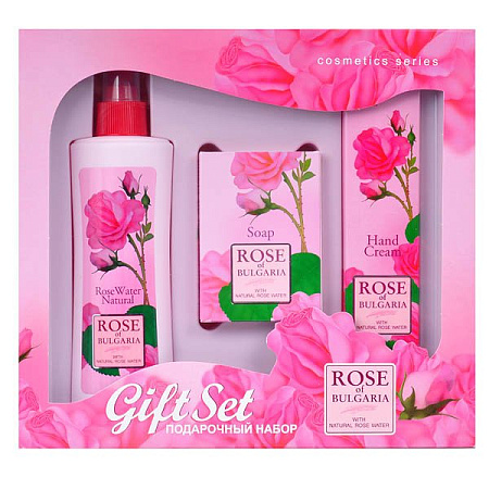 Набор подарочный Роуз оф Болгария (Rose of Bulgaria) №2 Вода розов 230 мл + Мыло 100 г + Крем 75 мл