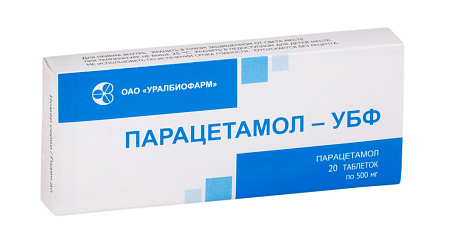 Парацетамол-УБФ тб 500 мг №20 Парацетамол-УБФ тб 500 мг №20