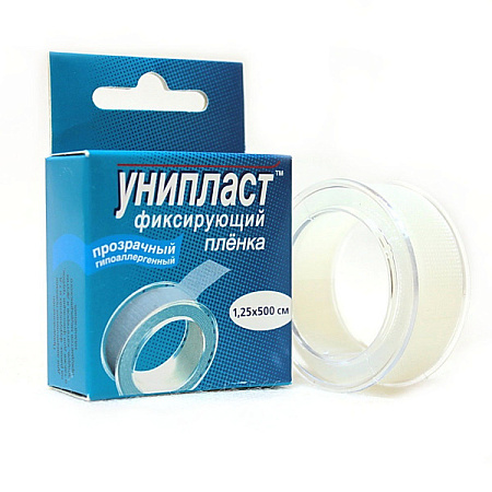 Лейкопластырь Унипласт (Uniplast) фиксирующий пленка прозрачный 1.25см x 5м (500см)