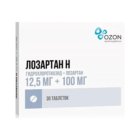 Лозартан Н тб п/о 12.5 мг+100 мг №30
