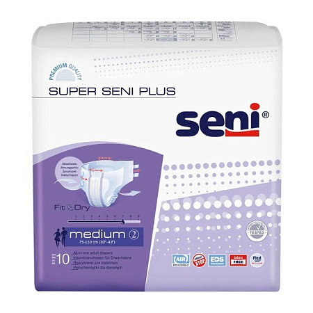 Подгузники Сени (Seni) Супер Плюс (Super Plus) д/взрослых рM (75-110см) №10