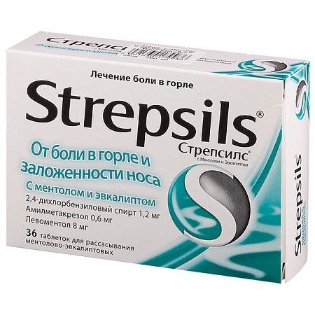 Стрепсилс тб д/расс ментол/эвкалипт №36