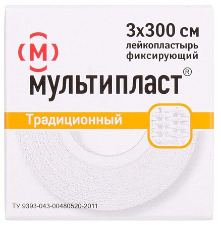 Лейкопластырь Мультипласт 3см х 3м (300см) ткань