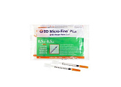 Шприц инсулиновый BD Микро-Файн плюс (Micro-Fine Plus) U-100 с иглой 30G (0.30х8мм) 0.5 мл №10