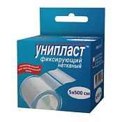 Лейкопластырь Унипласт (Uniplast) фиксирующий нетканый 5см x 5м (500см) Лейкопластырь Унипласт (Uniplast) фиксирующий нетканый 5см x 5м (500см)