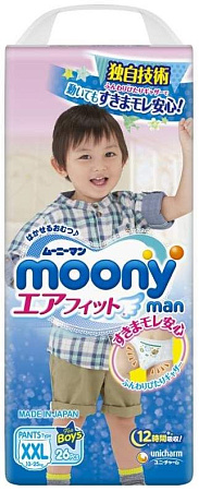 Подгузники Муни мен (Moony man) детские для мальчиков размер XXL №26
