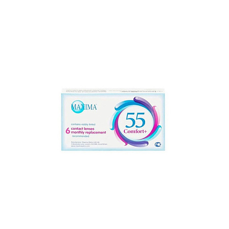 Линзы контактные Maxima 55 Comfort+ (Максима 55 Комфорт +) R8.6 (-1.75) №6