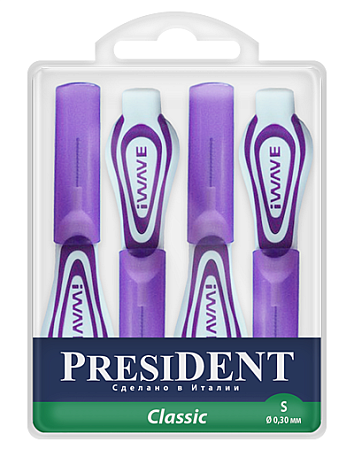 Ёршики (Ершики) межзубные Президент (PresiDENT) Классик S 0.30 мм №4 Ёршики (Ершики) межзубные Президент (PresiDENT) Классик S 0.30 мм №4