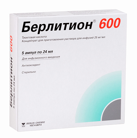 Берлитион 600 р-р д/ин конц 25 мг/мл 24 мл №5