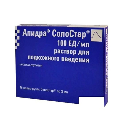 Апидра СолоСтар р-р для п/к введ 100 ЕД/мл шприц-ручка 3 мл №5