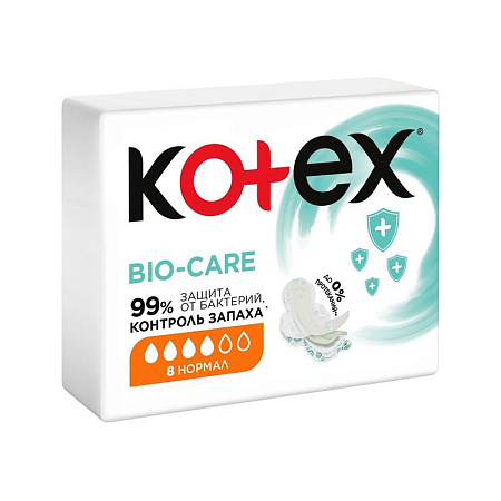 Прокладки Котекс (Kotex) Био-Кэа (Bio-care) Гигиениеские с антибактериальным слоем №8