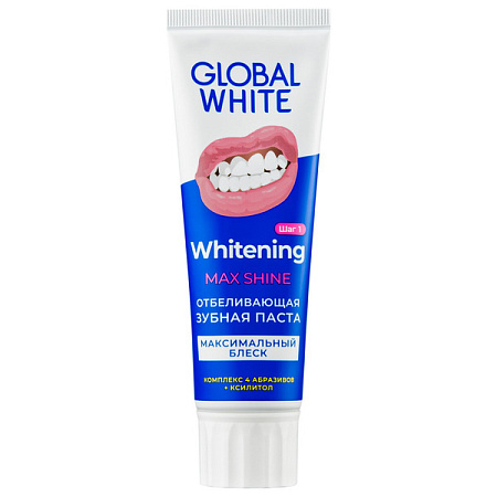 Зубная паста Глобал Вайт (Global White) Max Shine Отбеливающая для зубов 100 г