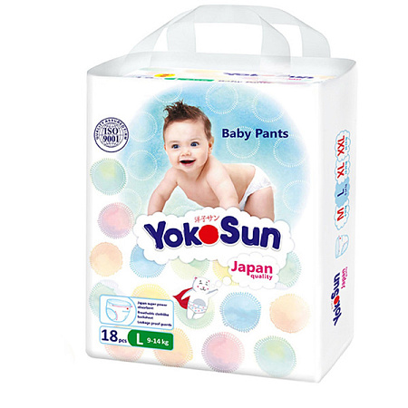 Подгузники-трусики ЁкоСан (Йокосан) (YokoSun) детские размер L (9-14 кг) №18