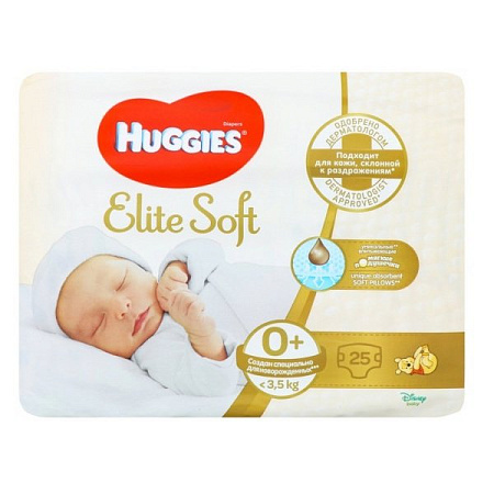 Подгузники Хаггис (Huggies) Элит Софт (Elite Soft) размер 0 (до 3.5 кг) №25